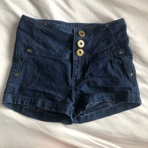 Dark Blue Vintage Sailor Denim Mini Shorts